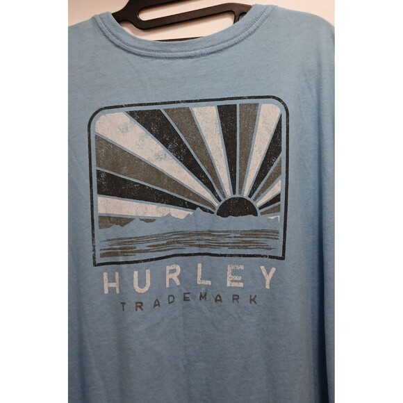 Hurley Men’s XXL Blue Surf T-Shirt Double Sided Graphic Beach Skate Tee - Picture 4 of 7